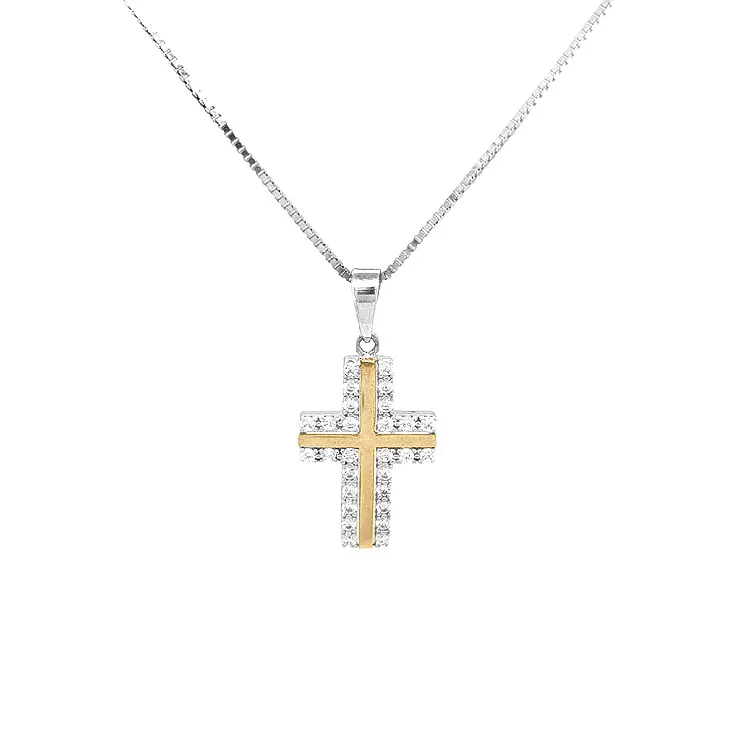 Golden Cross with Zircons
