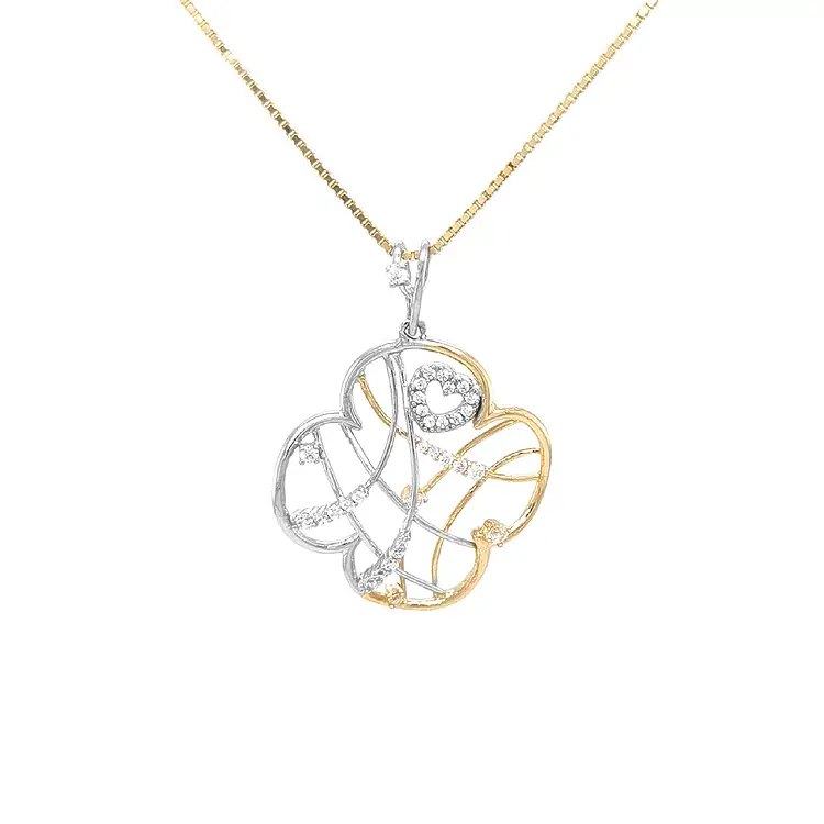 Gold Pendant with Zircons