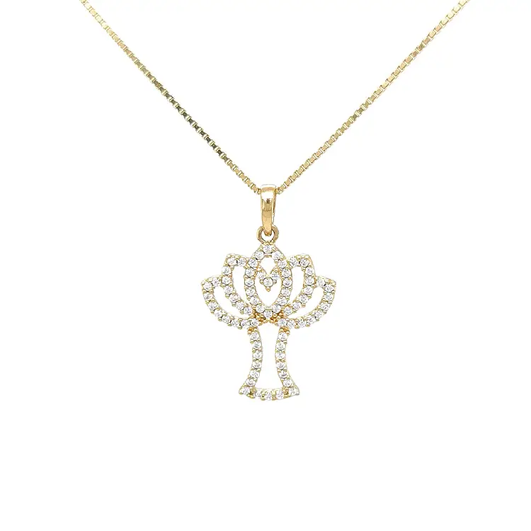 Gold Pendant Tree with Zircons