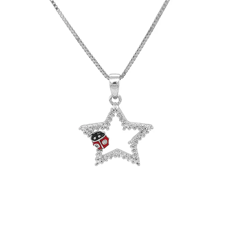 Gold Pendant Star and Ladybug with Zircones