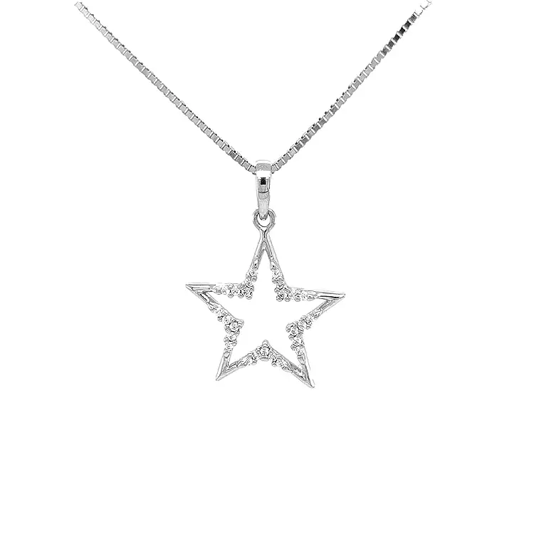 Gold Star Pendant with Zircons