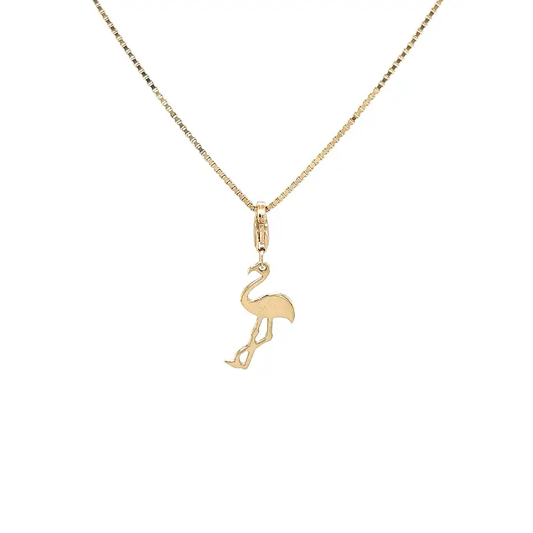 Gold Pendant for Bracelet Flamingo