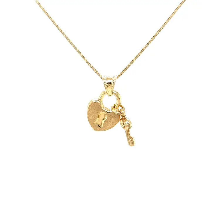 Gold Pendant Lock and Key