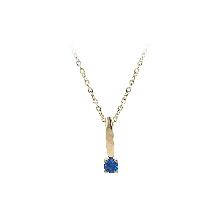 Gold Necklace with Blue Stone