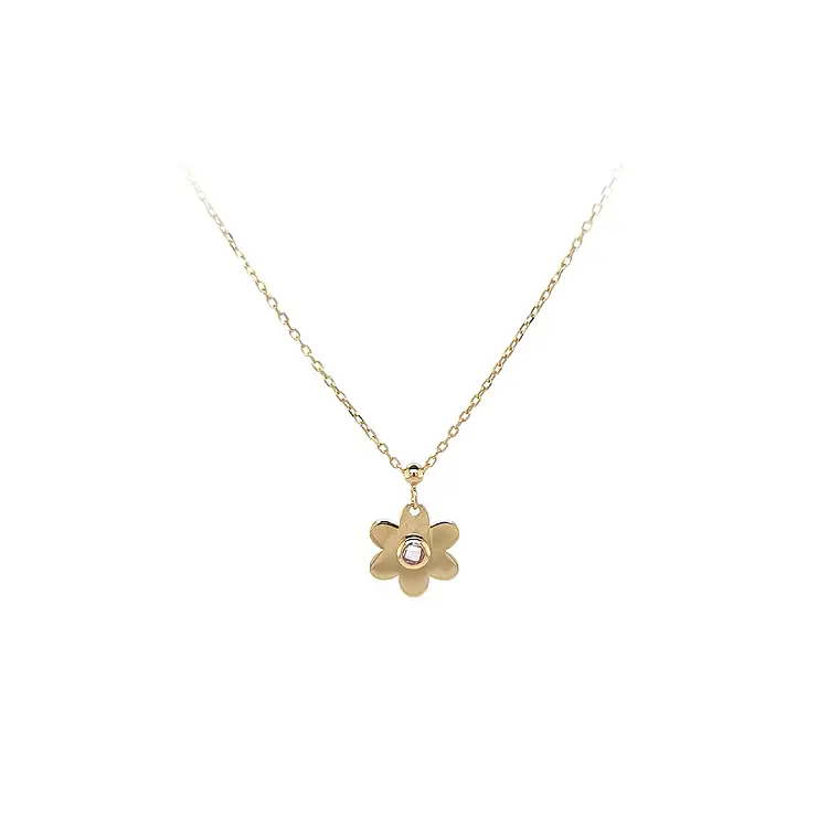 Gold Flower Necklace with Zircon