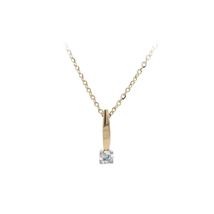 Gold Solitaire Necklace with Zircon