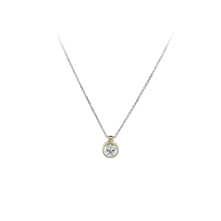 Gold Solitaire Necklace with Zircon