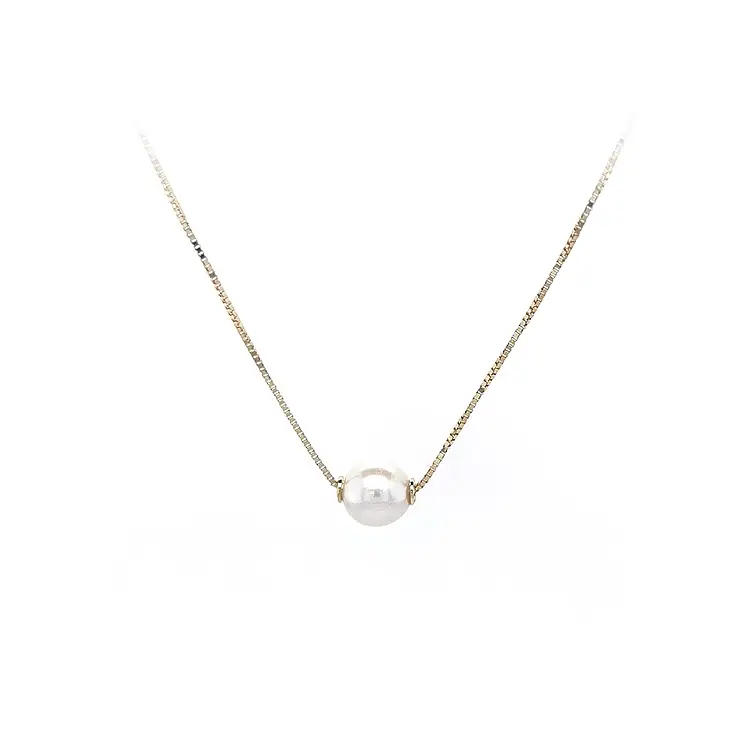 Gold Ladies Necklace with Pearl
