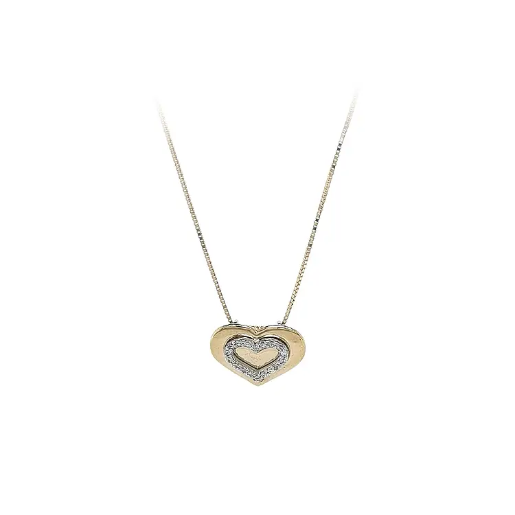 Gold Heart Necklace with Zirconias