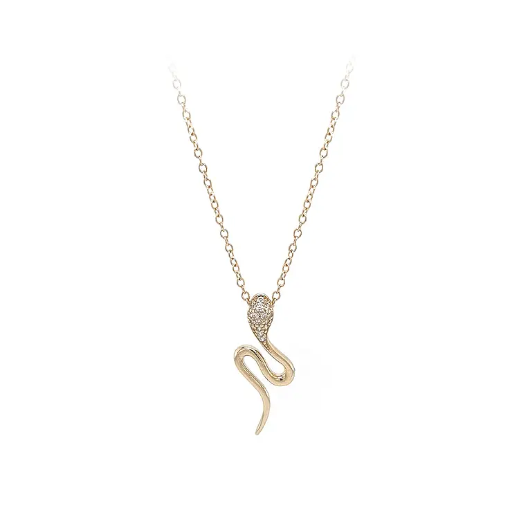 Golden Snake Necklace with Zircons