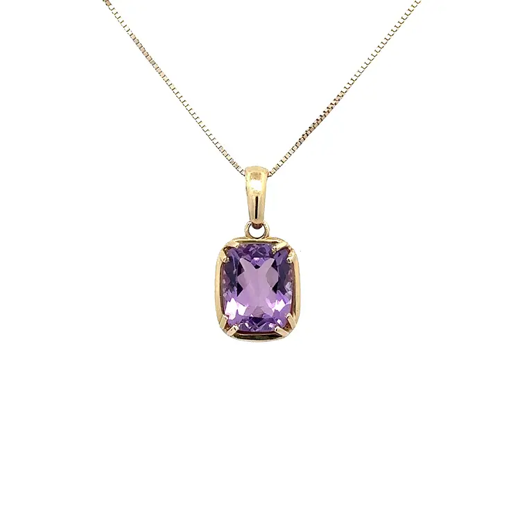 Gold Pendant with Purple Stone