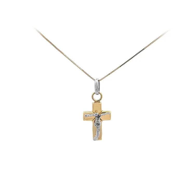 Gold Pendant Cross with Jesus Christ