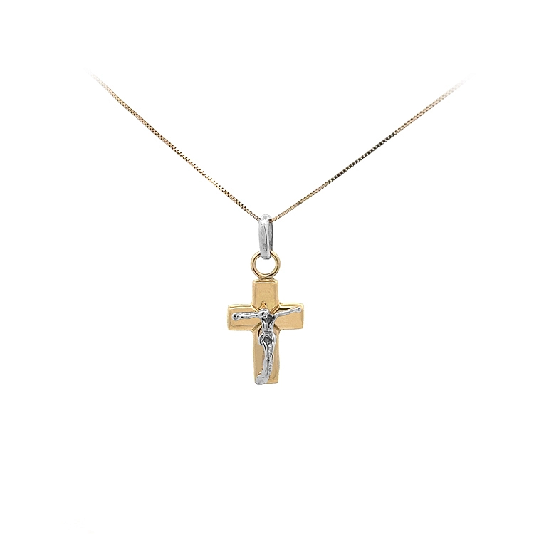 Gold Pendant Cross with Jesus Christ