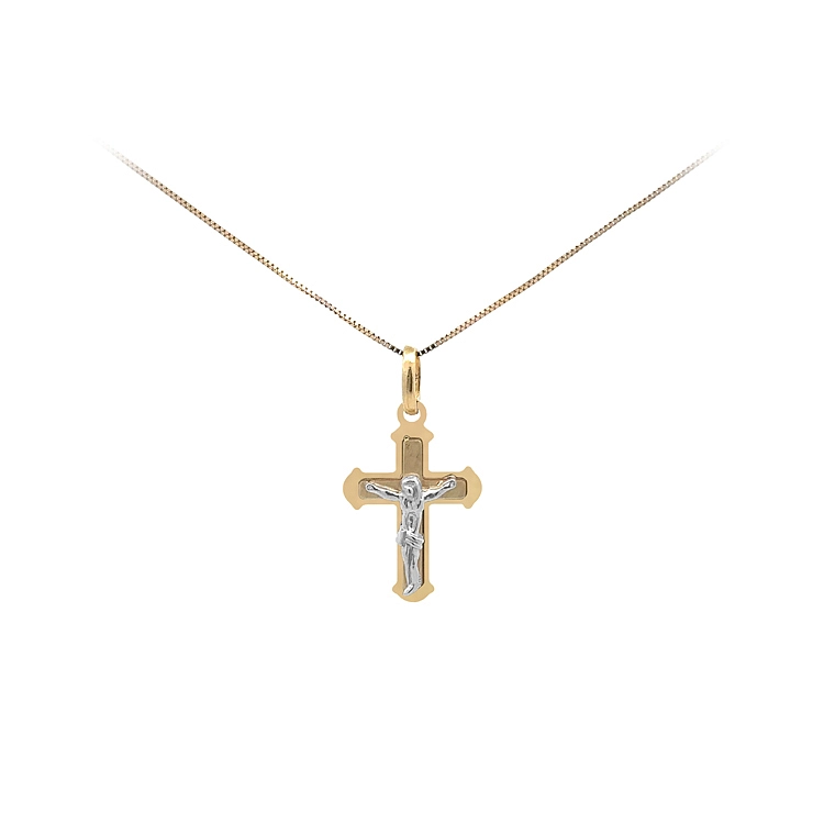 Gold Pendant Cross with Jesus Christ