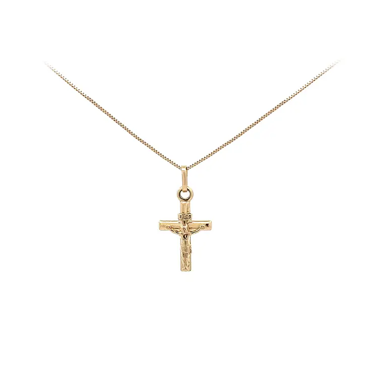 Gold Pendant Cross with Jesus Christ