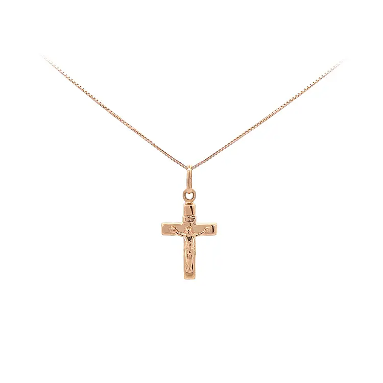 Gold Pendant Cross with Jesus Christ