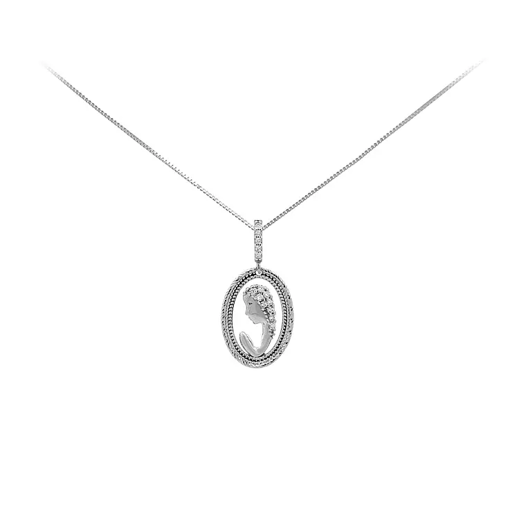 Pendant Virgin Mary with White Gold Zircons