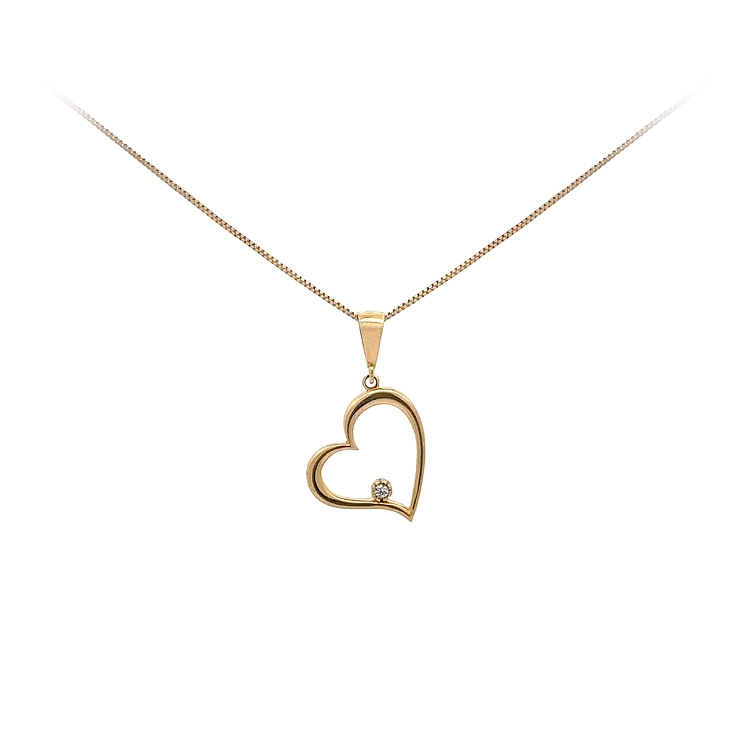 Gold Pendant Heart with Zircon