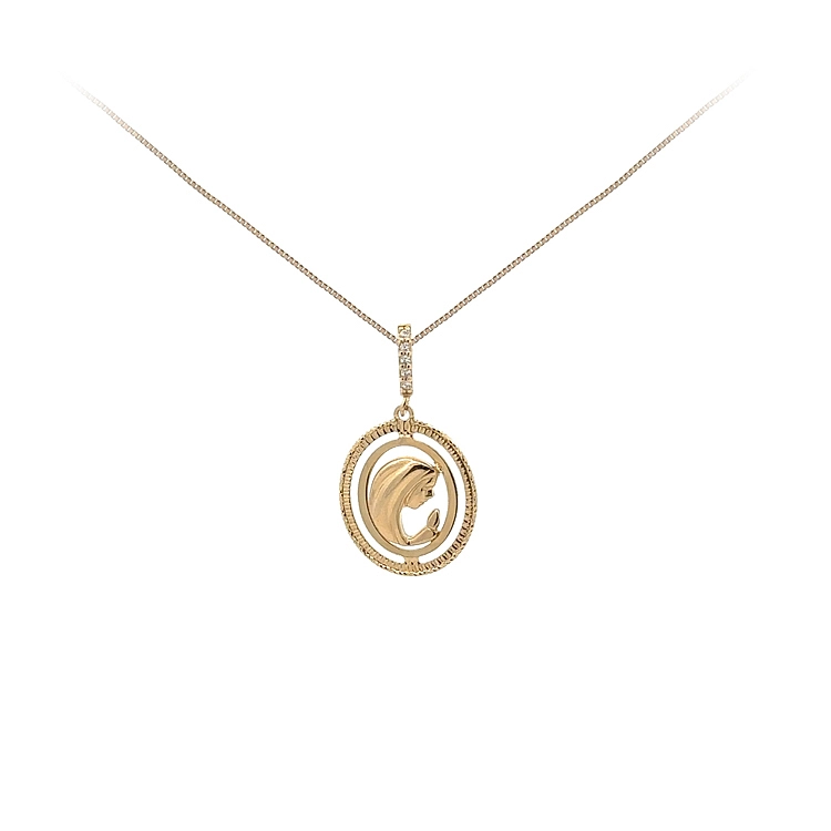 Gold Pendant Virgin Mary with Zircons