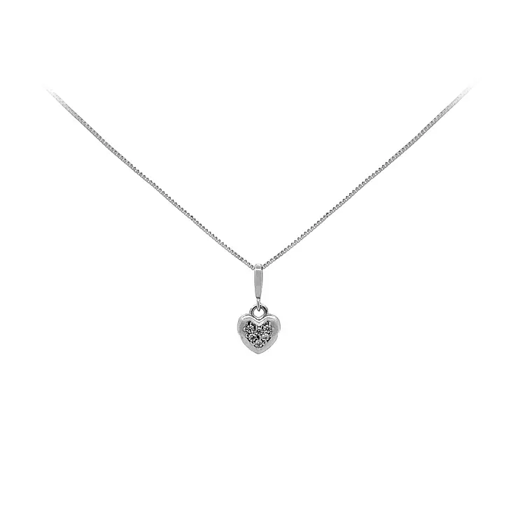 Pendant Heart with White Gold Zircons