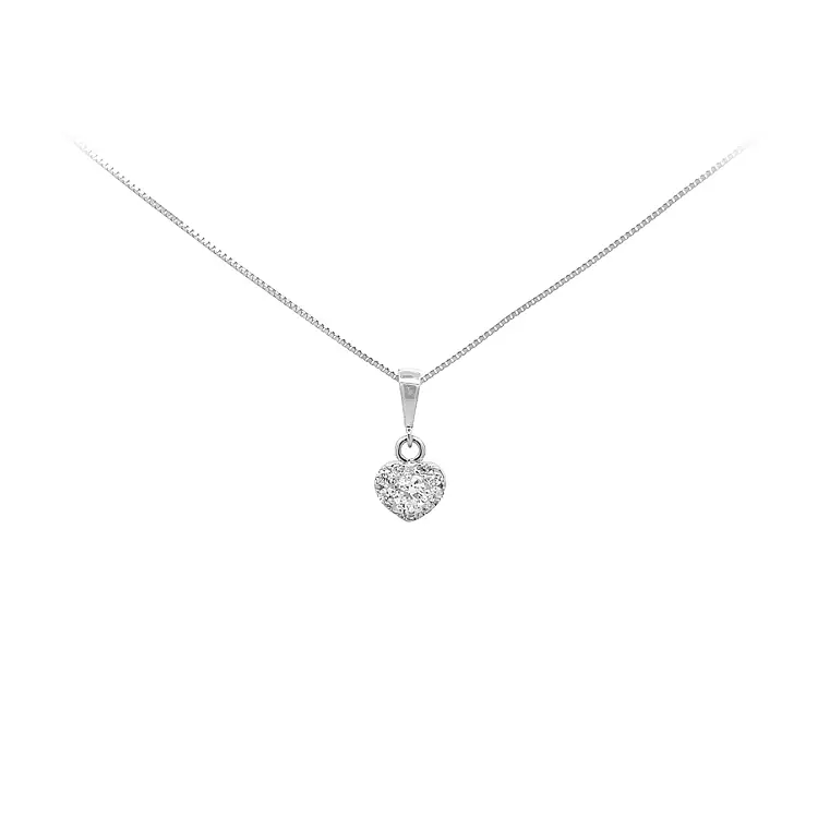Pendant Heart with White Gold Zircons