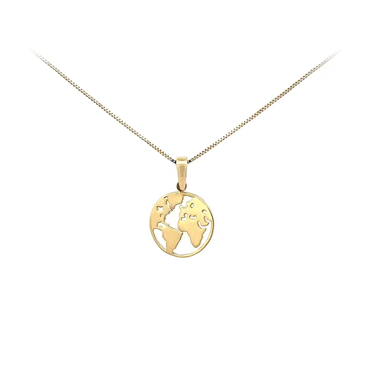 Gold Pendant Map of the World
