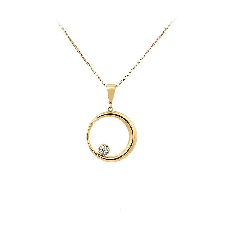 Gold Pendant with Zircon