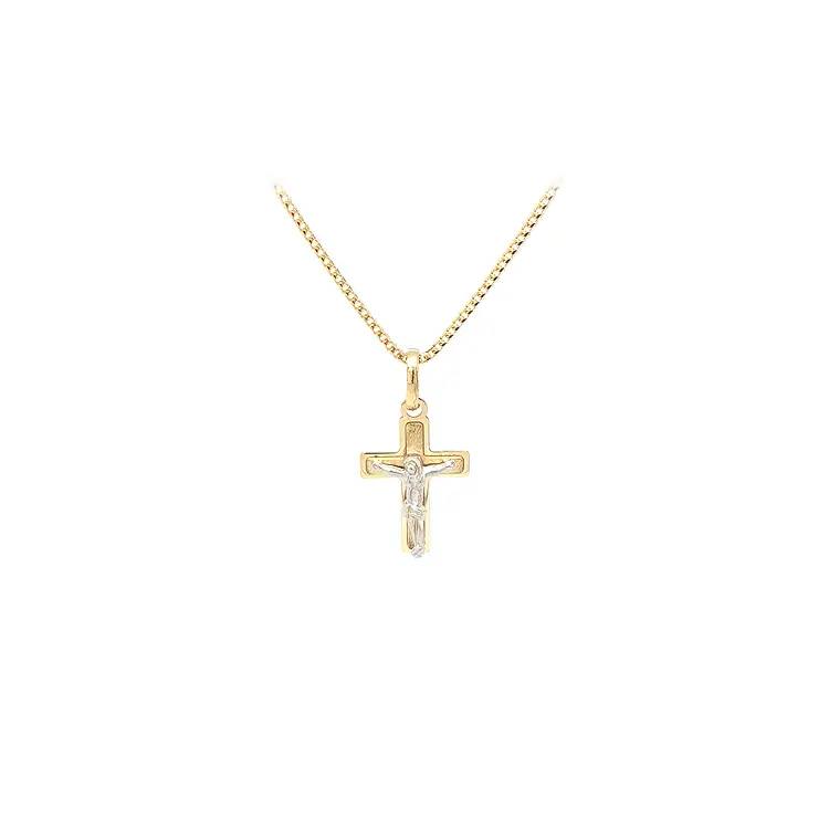 Pendant Cross with Jesus Christ made of Combined Gold