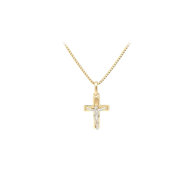 Pendant Cross with Jesus Christ made of Combined Gold