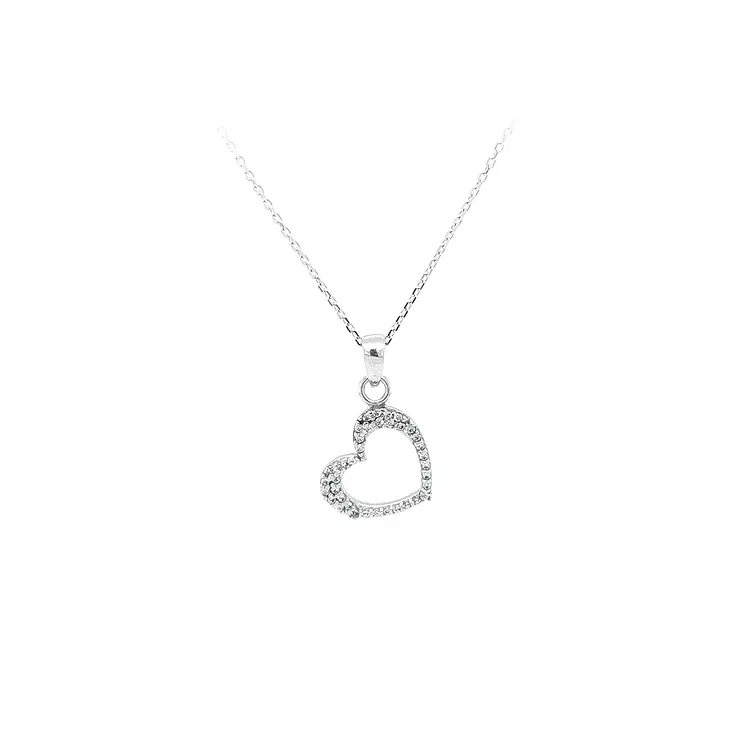 Pendant Heart with White Gold Zircons