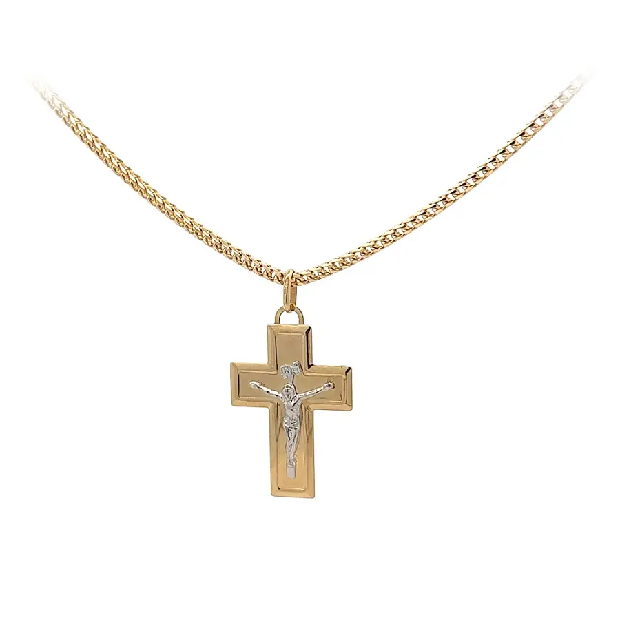 Gold Pendant Cross with Jesus Christ