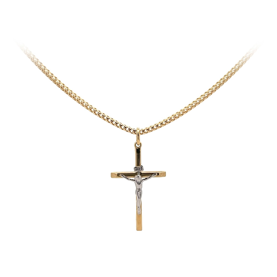 Gold Pendant Cross with Jesus Christ