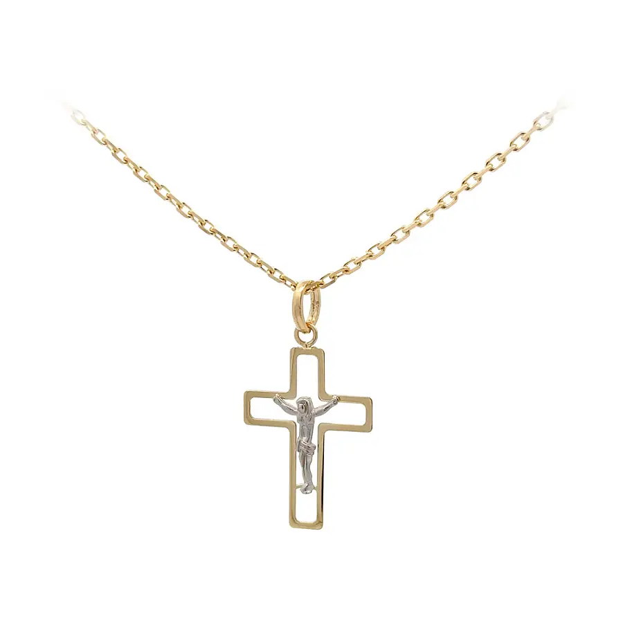 Gold Pendant Cross with Jesus Christ