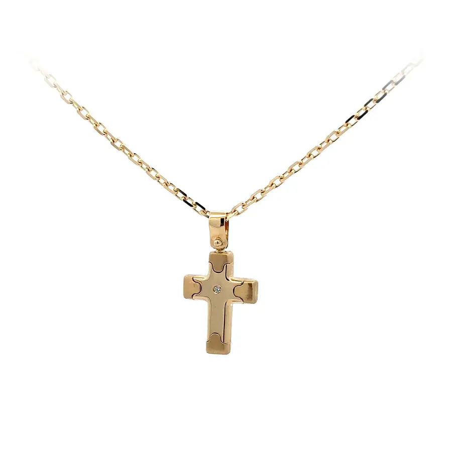 Gold Pendant Cross with Zircon