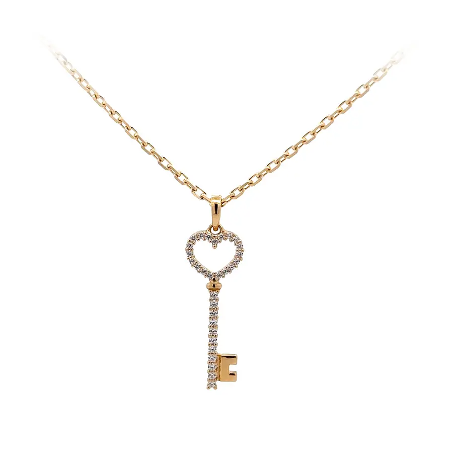 Gold Pendant Key with Zircones
