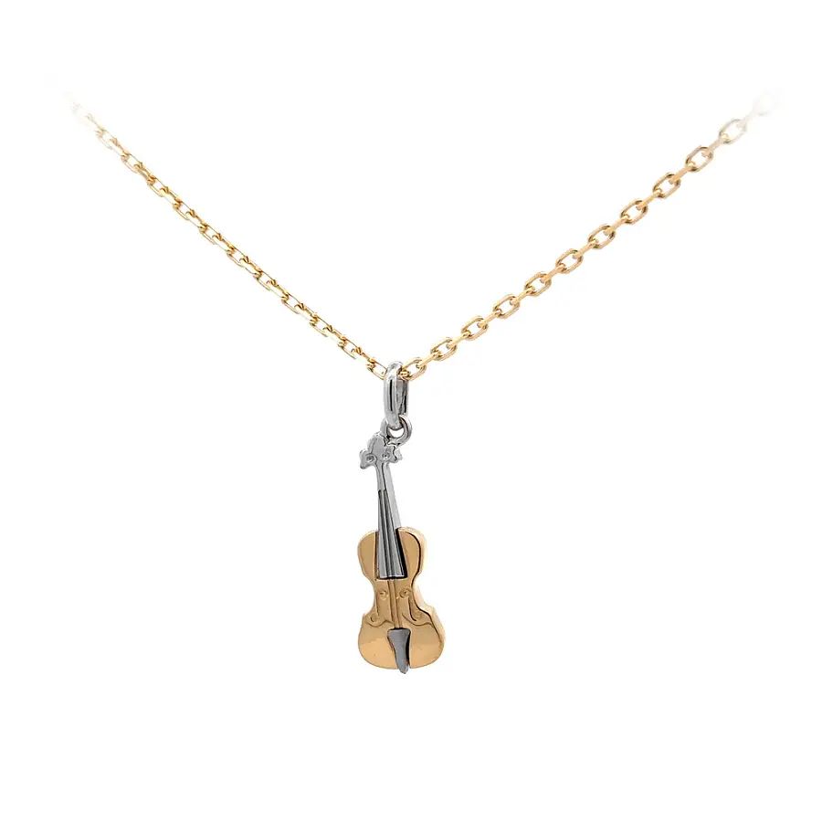 Pendant Violin made of Combination Gold