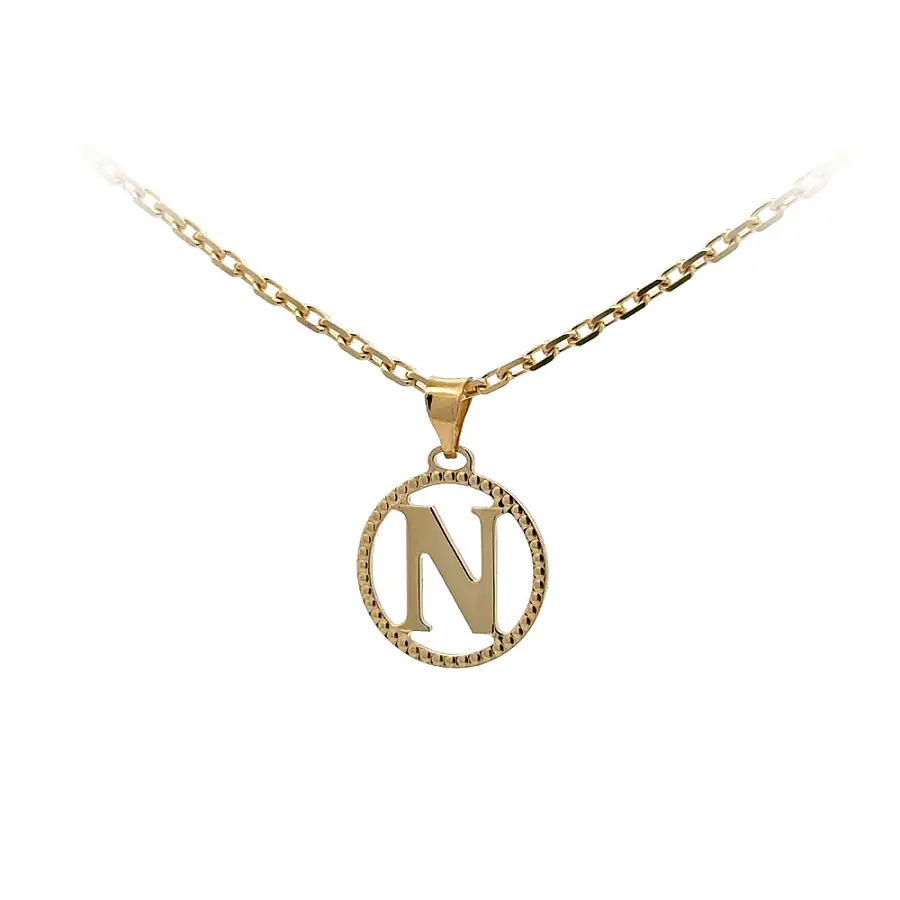 Gold Pendant Letter N