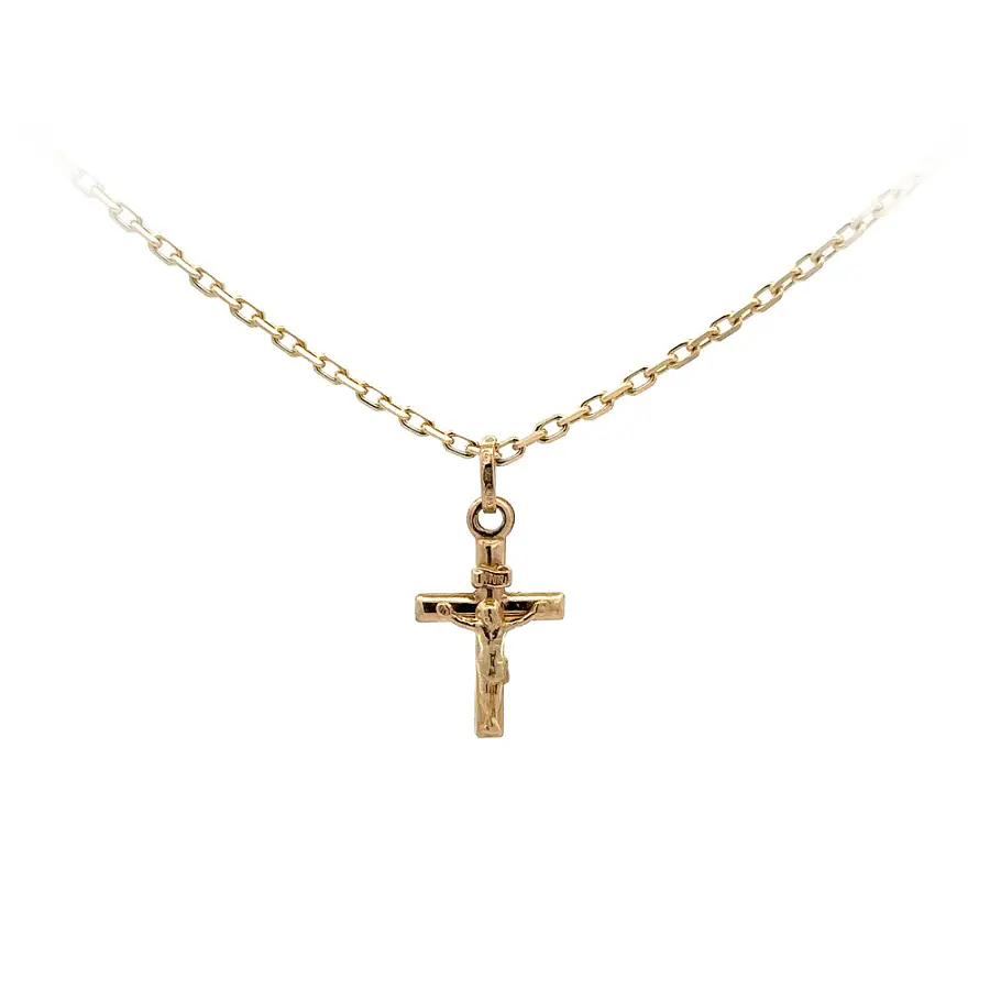Gold Pendant Cross with Jesus Christ