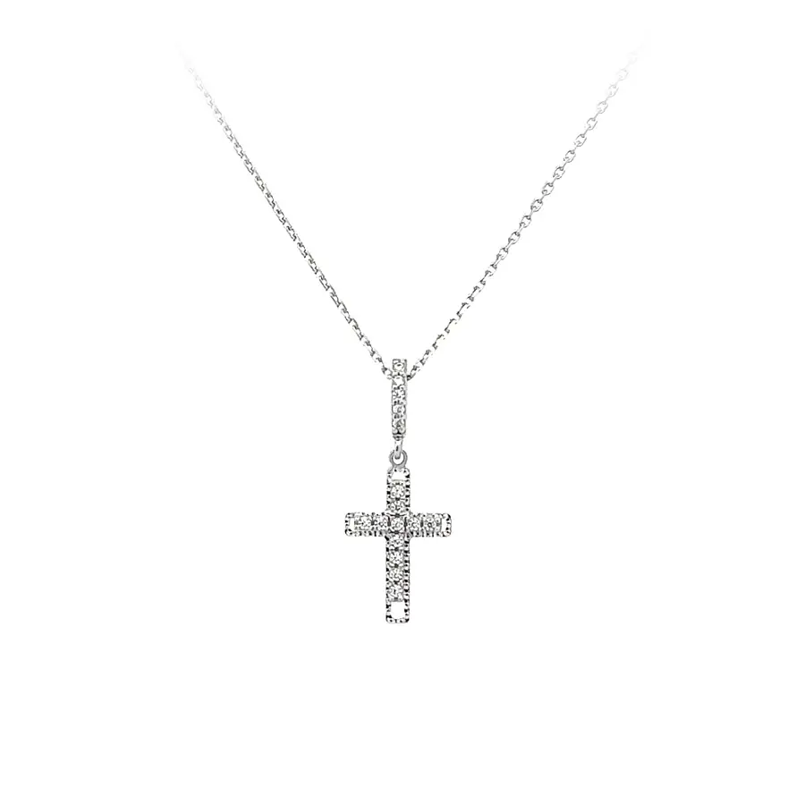 Pendant Cross with White Gold Zircons