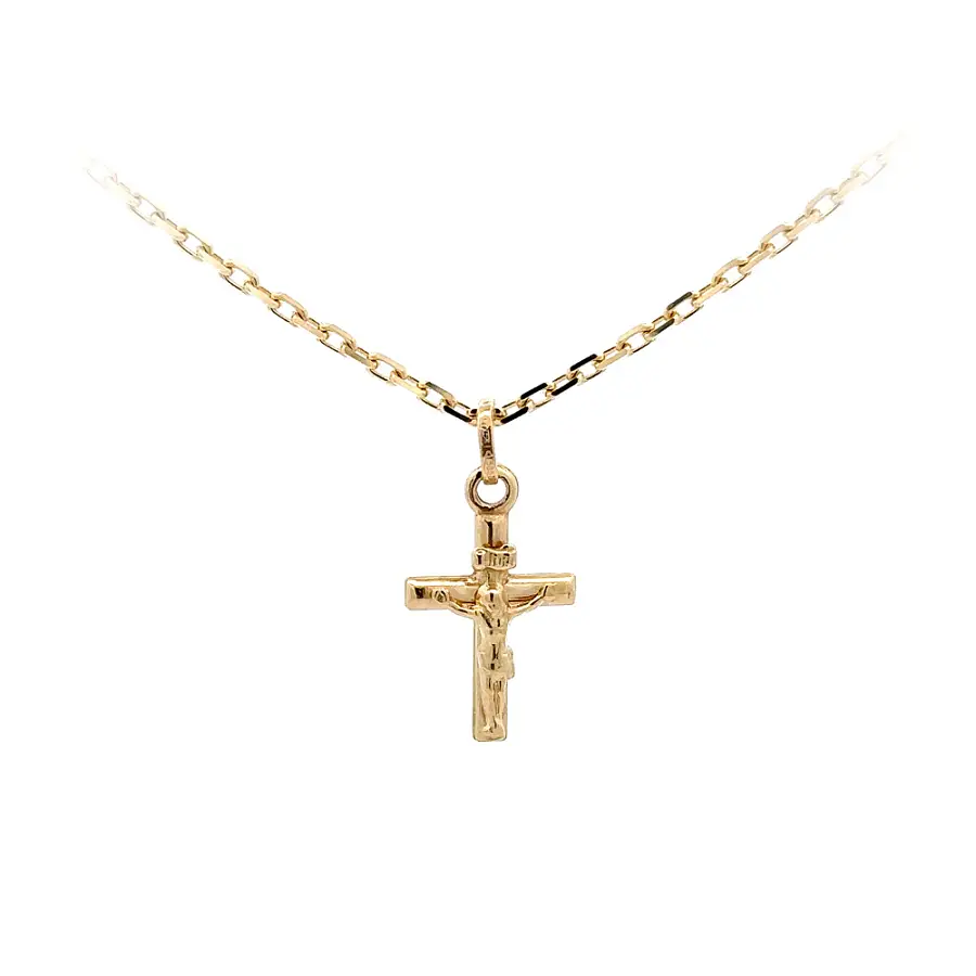Gold Pendant Cross with Jesus Christ