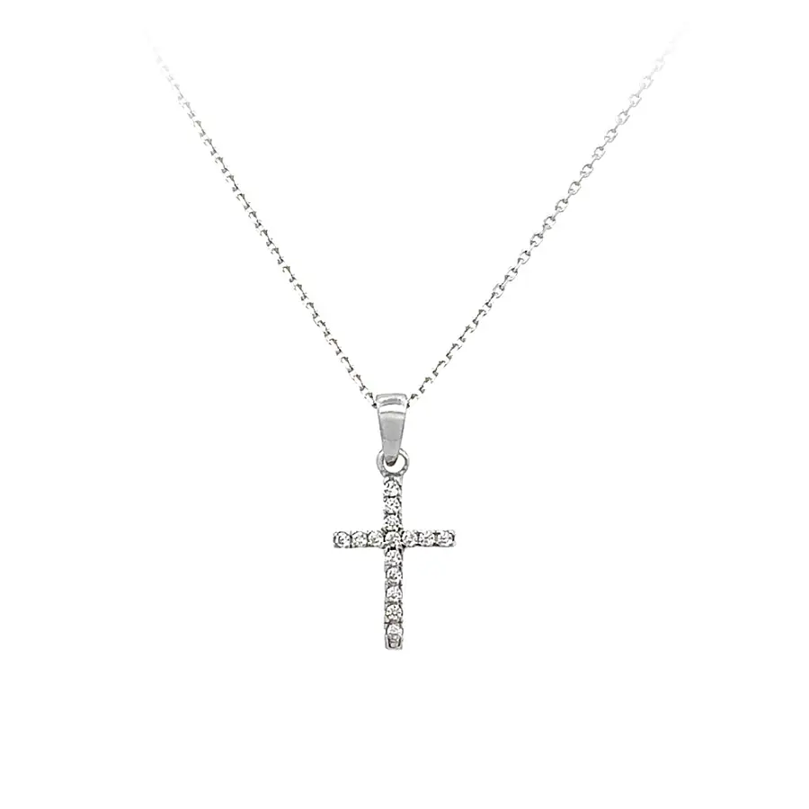 Pendant Cross with White Gold Zircons