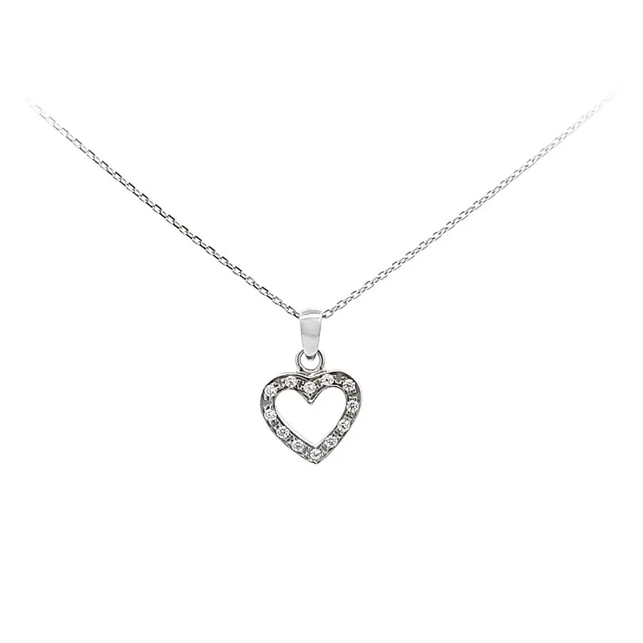 Pendant Heart with White Gold Zircons