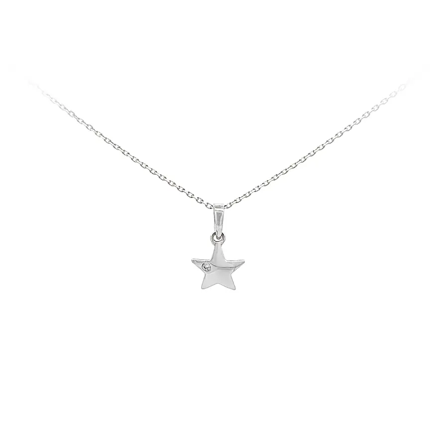 Pendant Star with Zircon made of White Gold