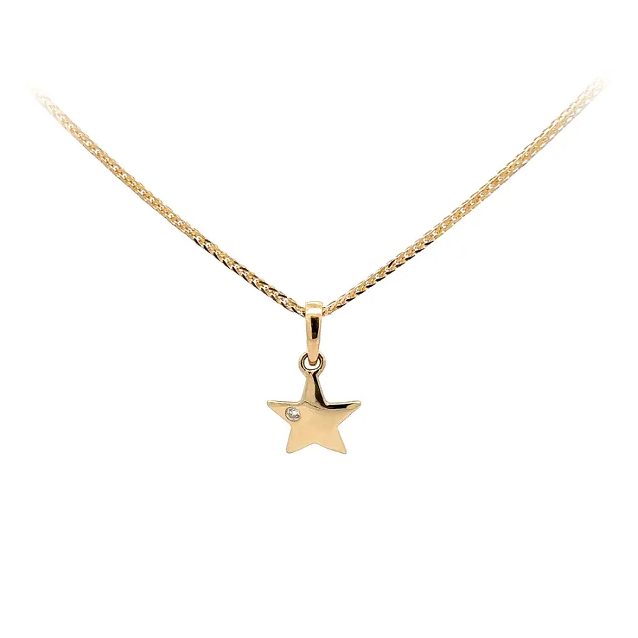 Gold Star Pendant with Zircon