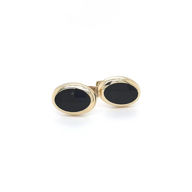 Gold Cufflinks with Onyx