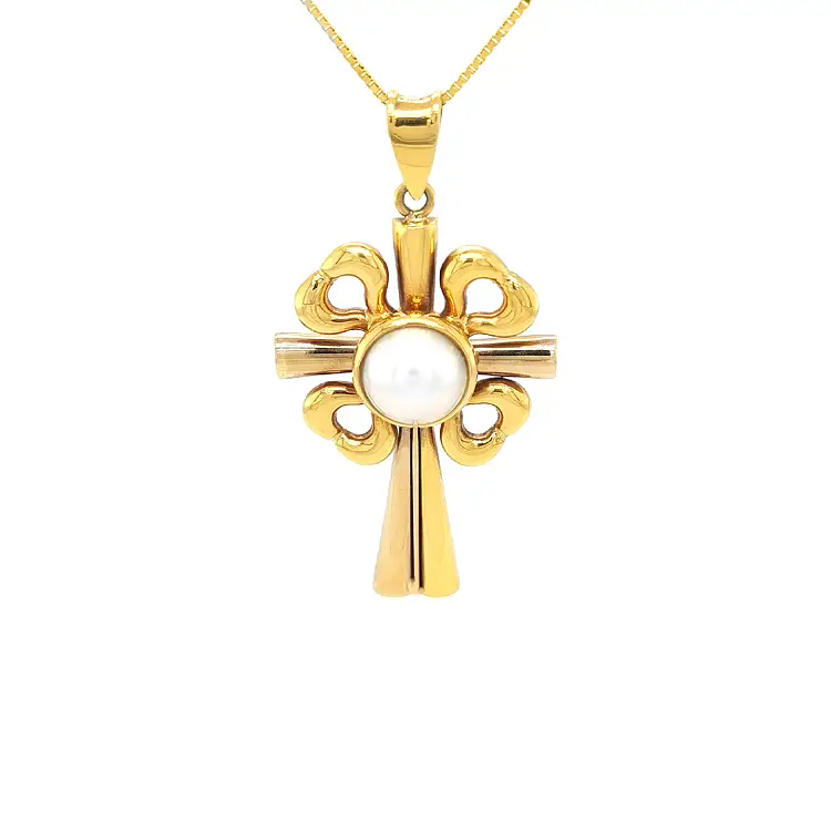 Golden Cross with Pearl