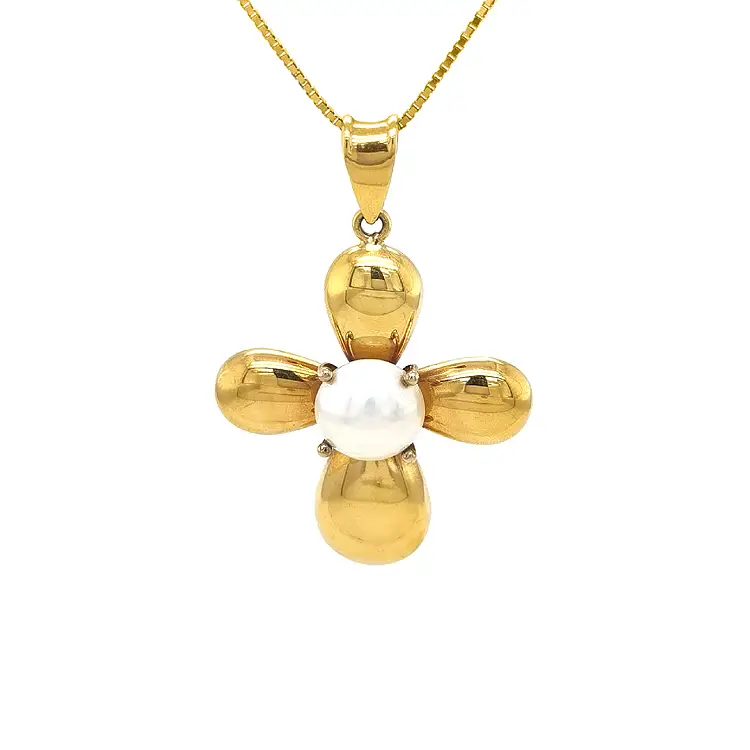 Golden Cross with Pearl