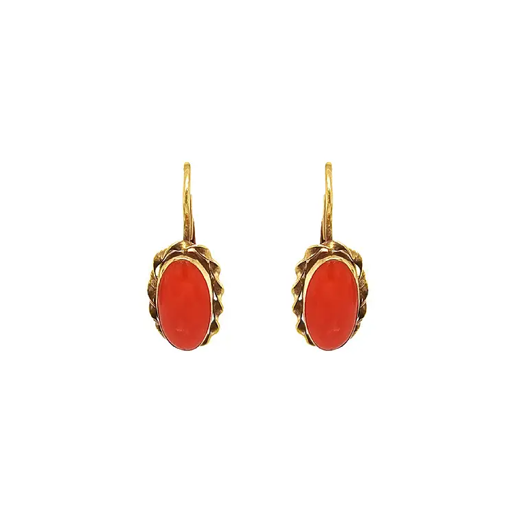Gold Earrings with Coral