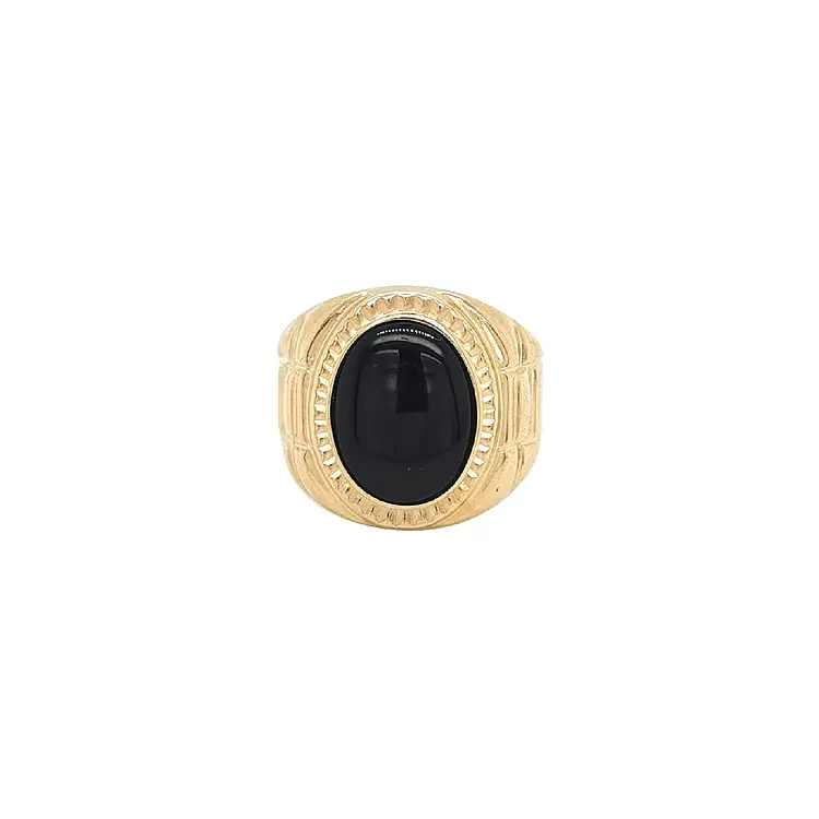 Gold Men's Sealing Ring with Onyx