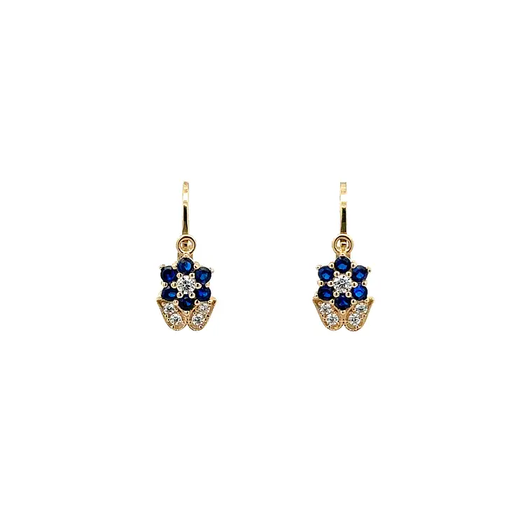 Golden Children's Earrings with Sapphires